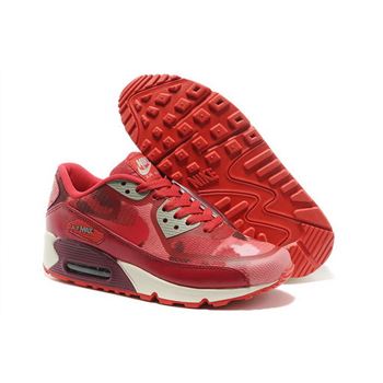Wmns Nike Air Max 90 Prem Tape Sn Women Red And Gray Running Shoes Promo Code